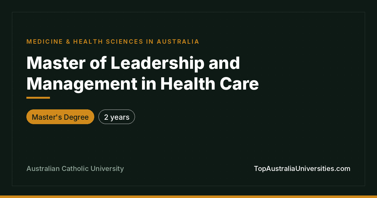 Master of Leadership and Management in Health Care