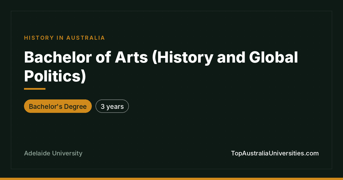 Bachelor of Arts (History & Global Politics) – Adelaide Uni