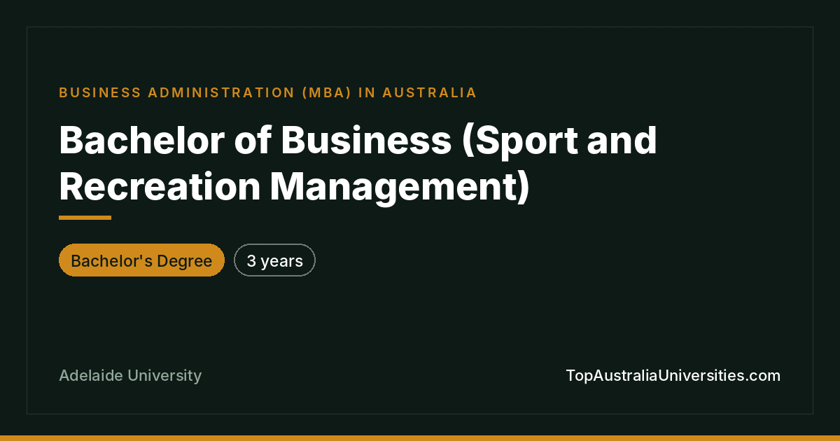 Bachelor of Business (Sport & Recreation Management) | Adela