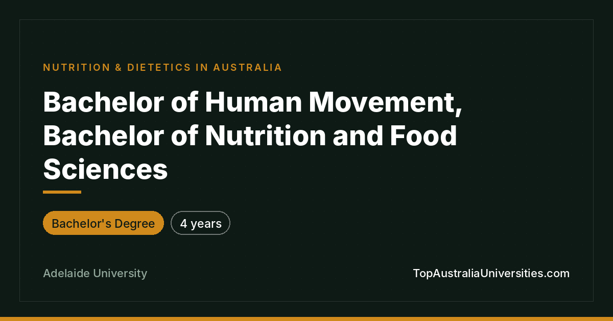 Bachelor of Human Movement & Nutrition | Adelaide