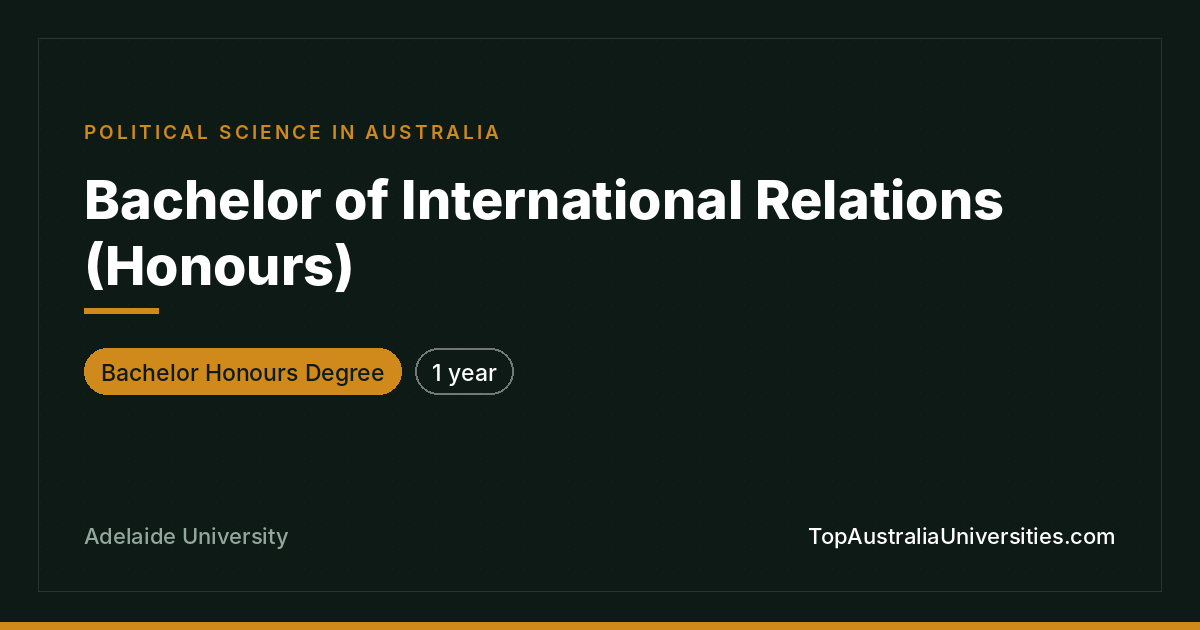Bachelor of International Relations Honours – Adelaide Unive