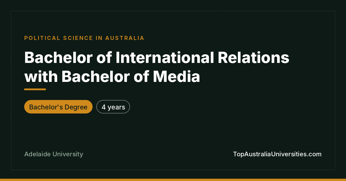 Bachelor of International Relations & Media – Adelaide Unive