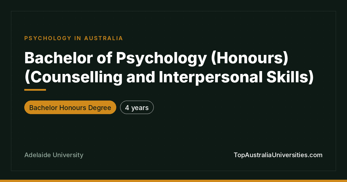 Bachelor of Psychology (Honours) at Adelaide University