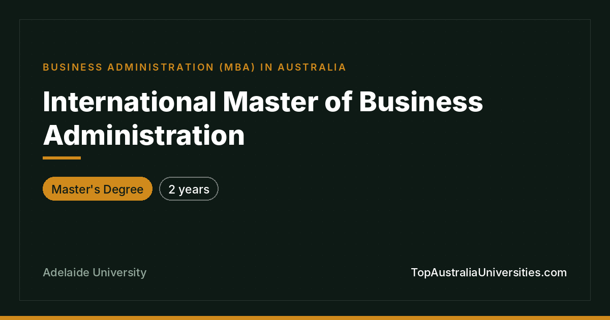 International MBA at Adelaide University