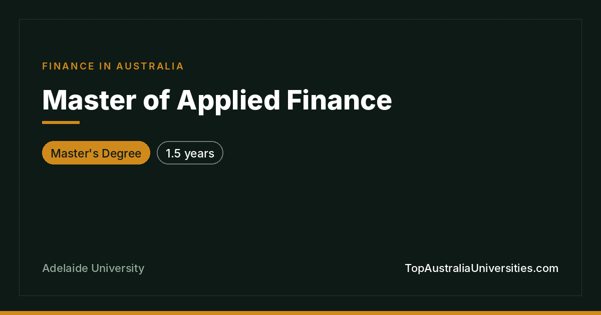 Master of Applied Finance at Adelaide University