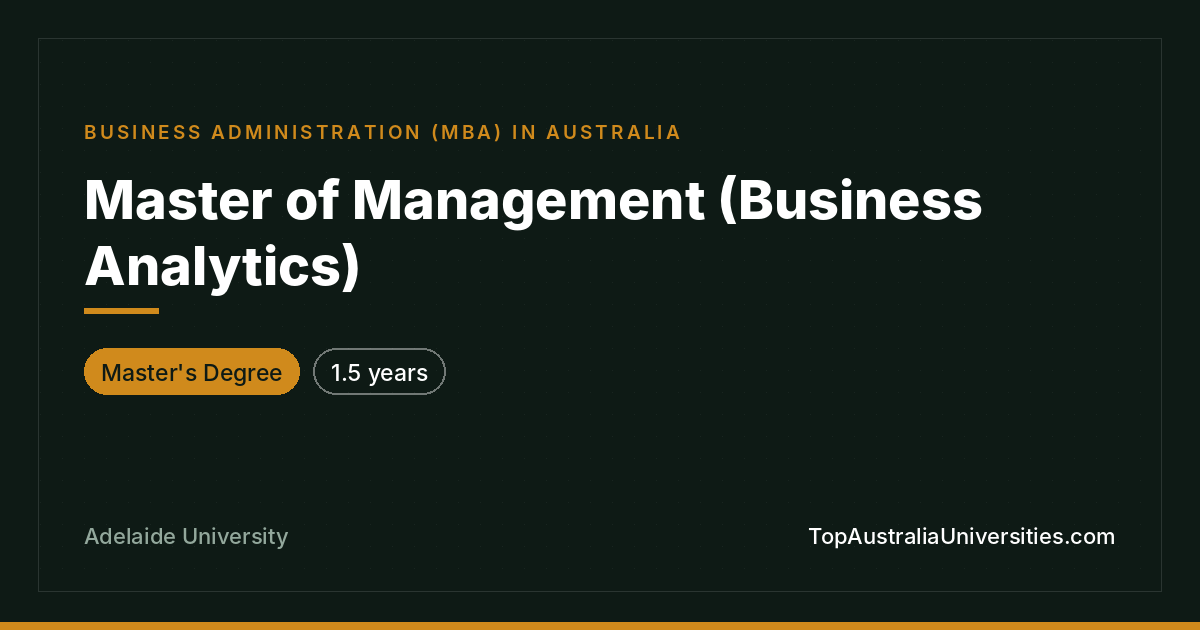 Master of Management (Business Analytics) – Adelaide Univers