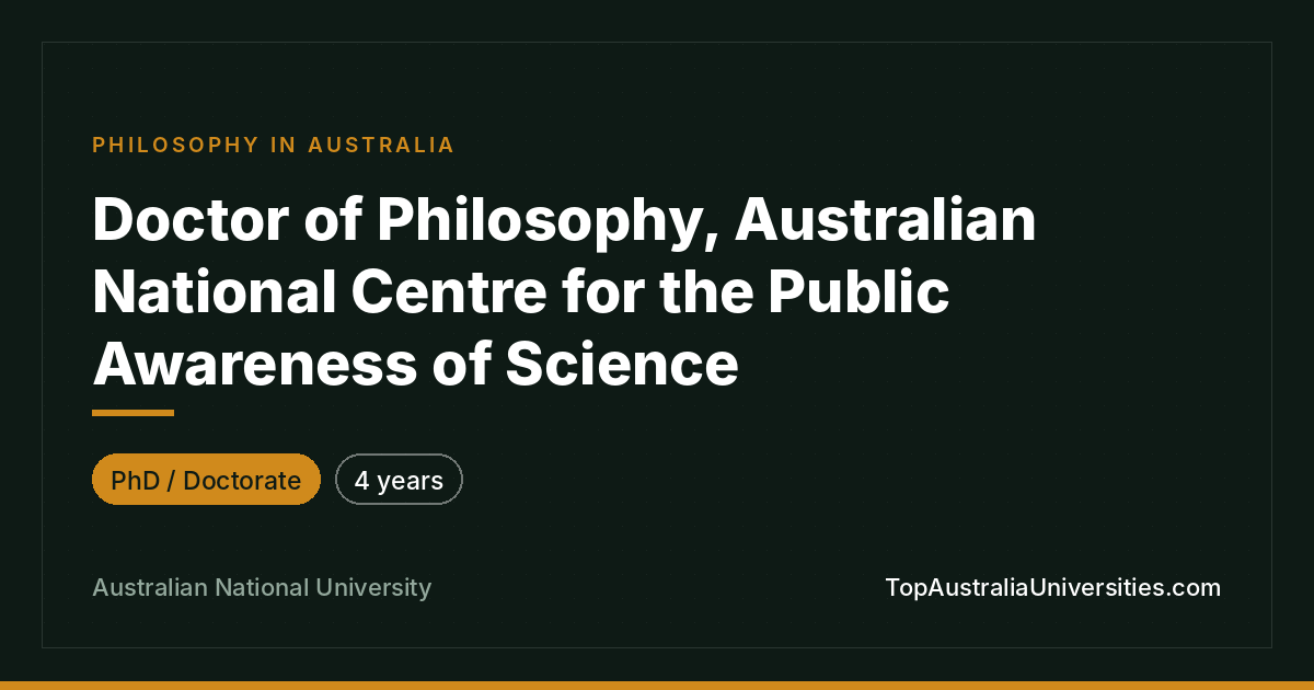 PhD in Science Communication – ANU