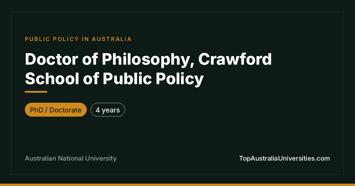 Doctor of Philosophy - Public Policy | ANU Crawford School