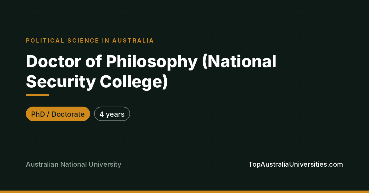 PhD National Security College – ANU | Canberra