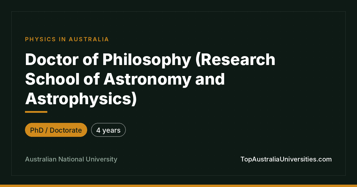 PhD in Astronomy & Astrophysics – ANU Canberra