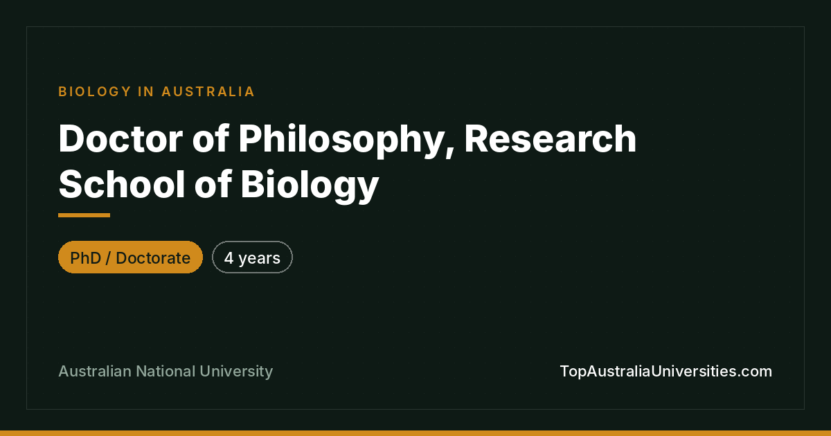 PhD in Biology | ANU Research School of Biology