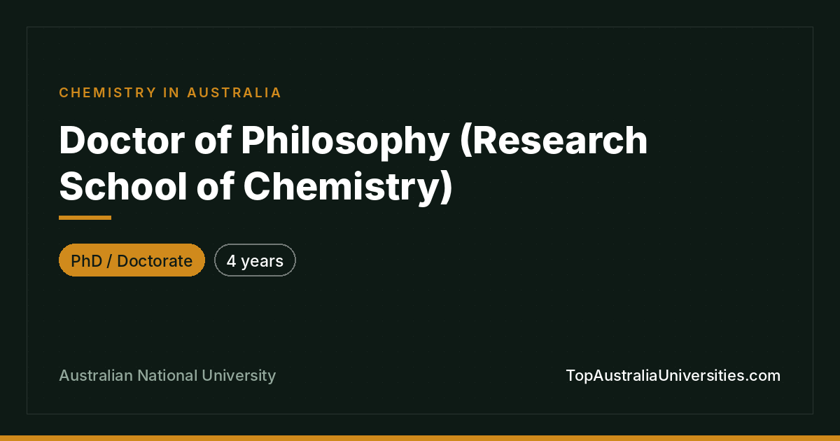 PhD in Chemistry – ANU
