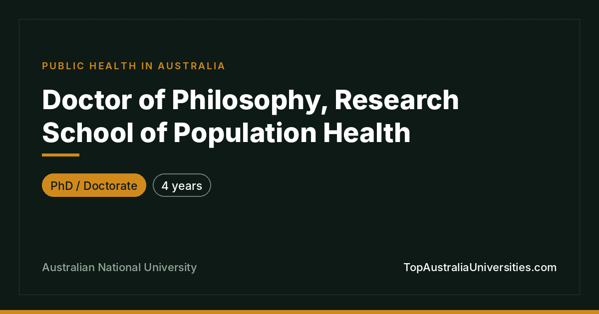 PhD in Population Health – ANU