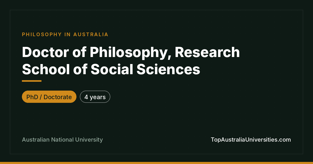 PhD in Philosophy – ANU, Canberra | Research Focused