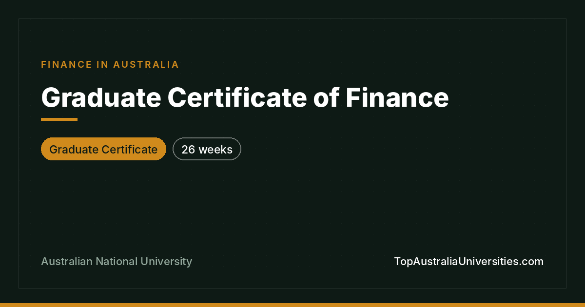 Graduate Certificate of Finance | ANU