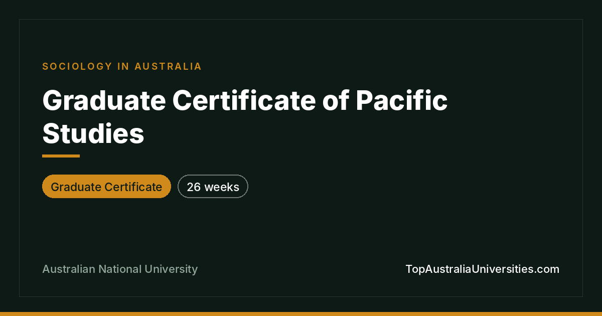Graduate Certificate of Pacific Studies | ANU