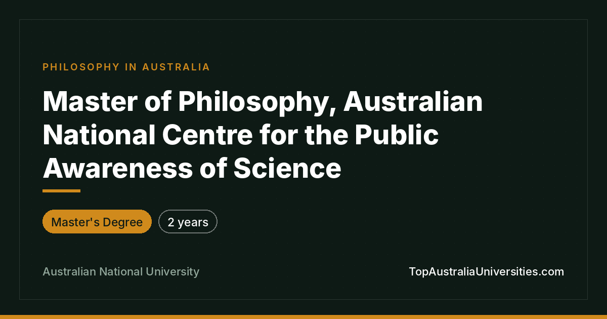 Master of Philosophy – Science Communication | ANU