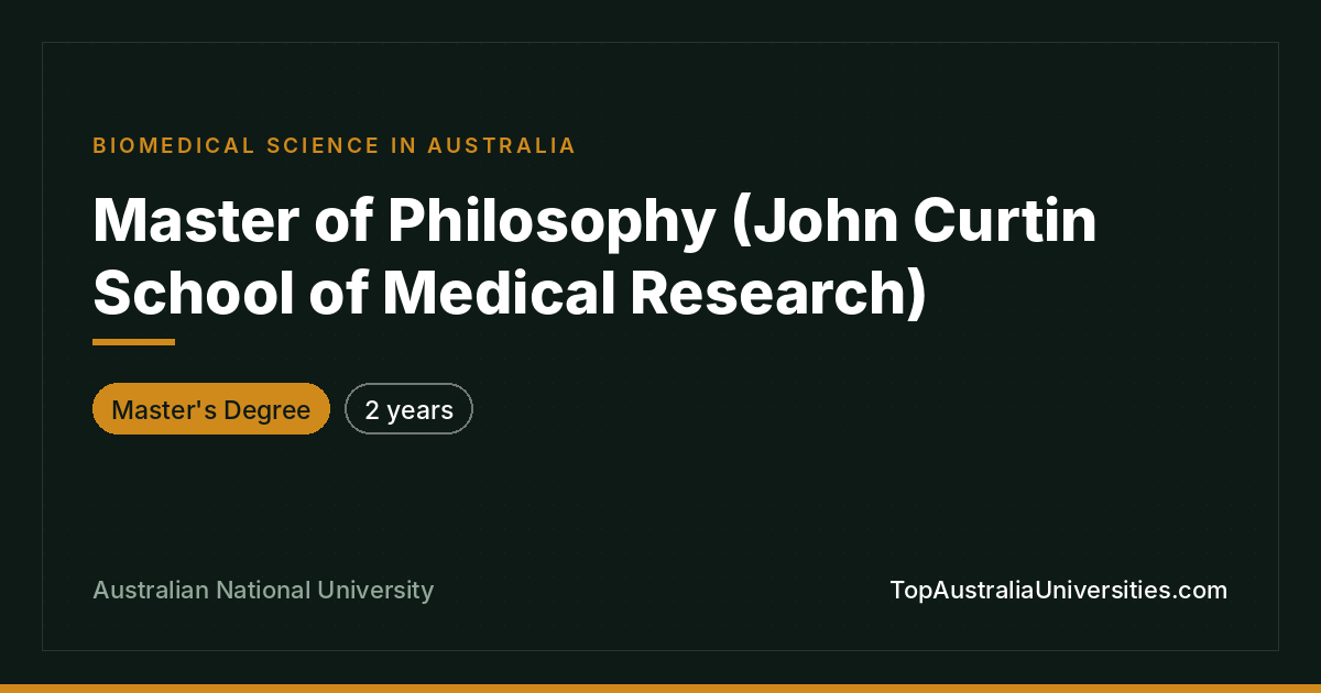 Master of Philosophy – Biomedical Science | ANU