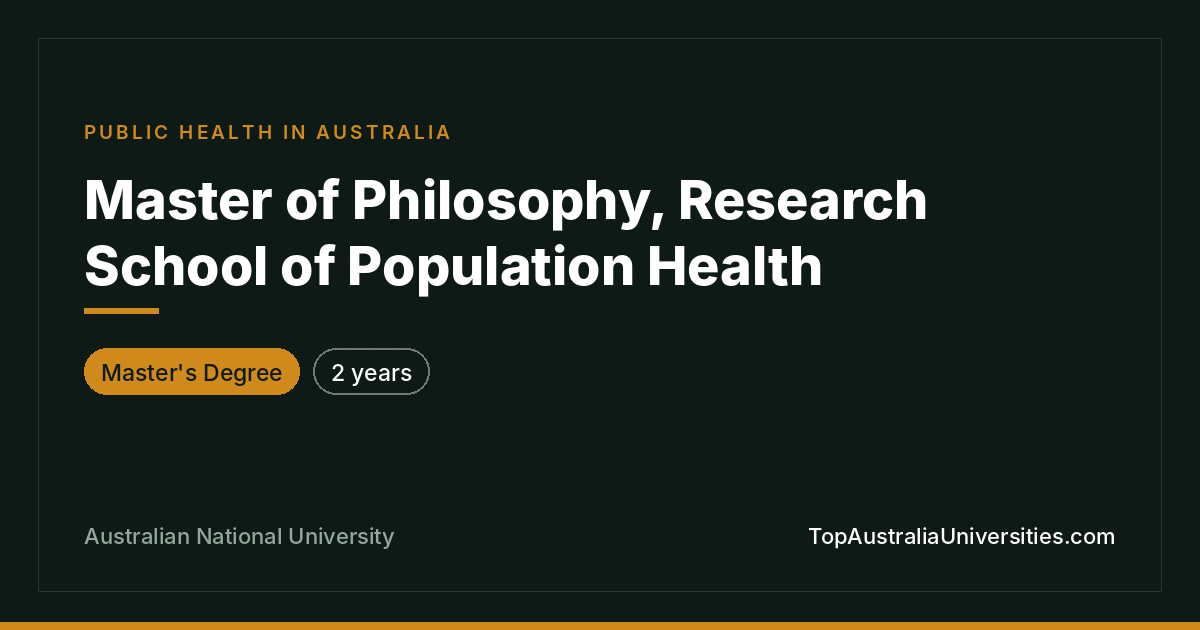 Master of Philosophy – Population Health | ANU