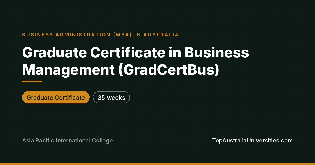 Graduate Certificate in Business Management | APIC