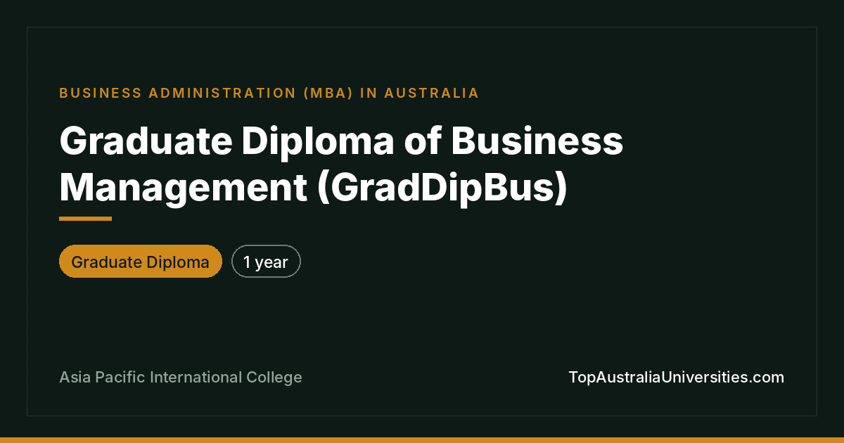 Graduate Diploma of Business Management | APIC
