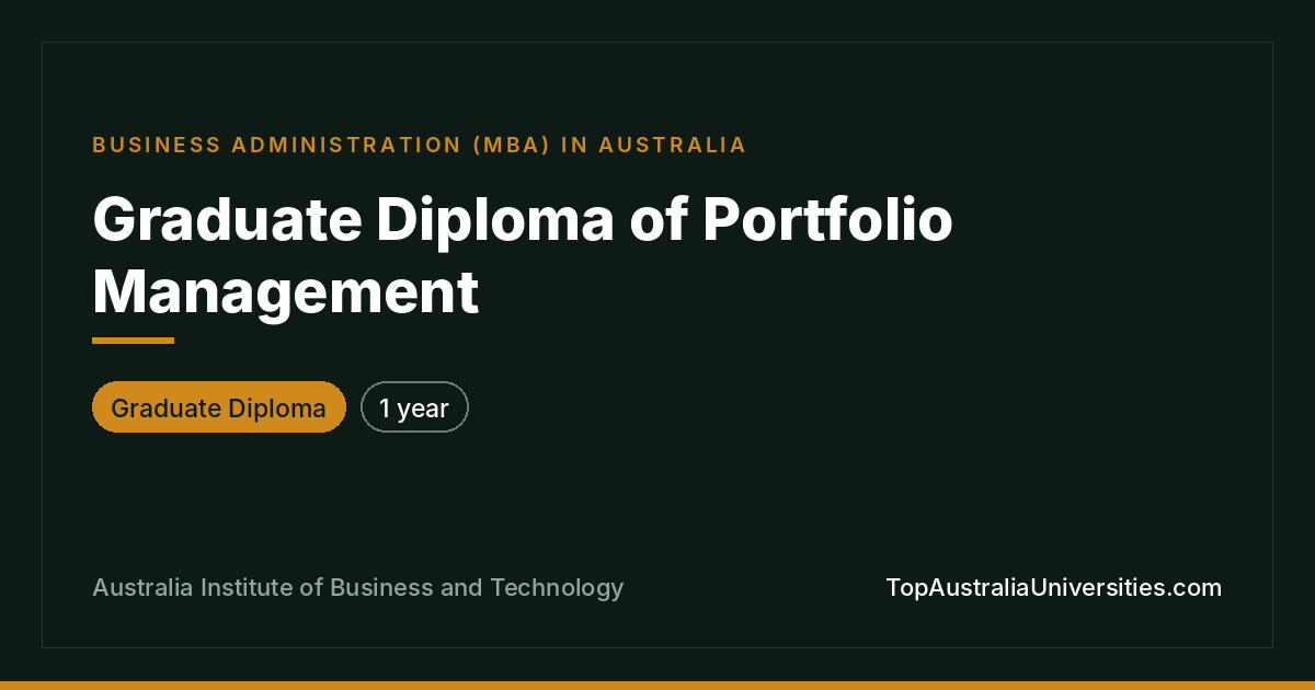 Graduate Diploma of Portfolio Management