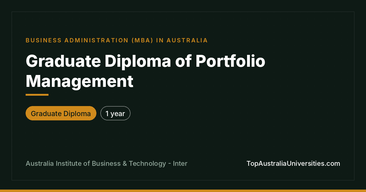 Graduate Diploma of Portfolio Management