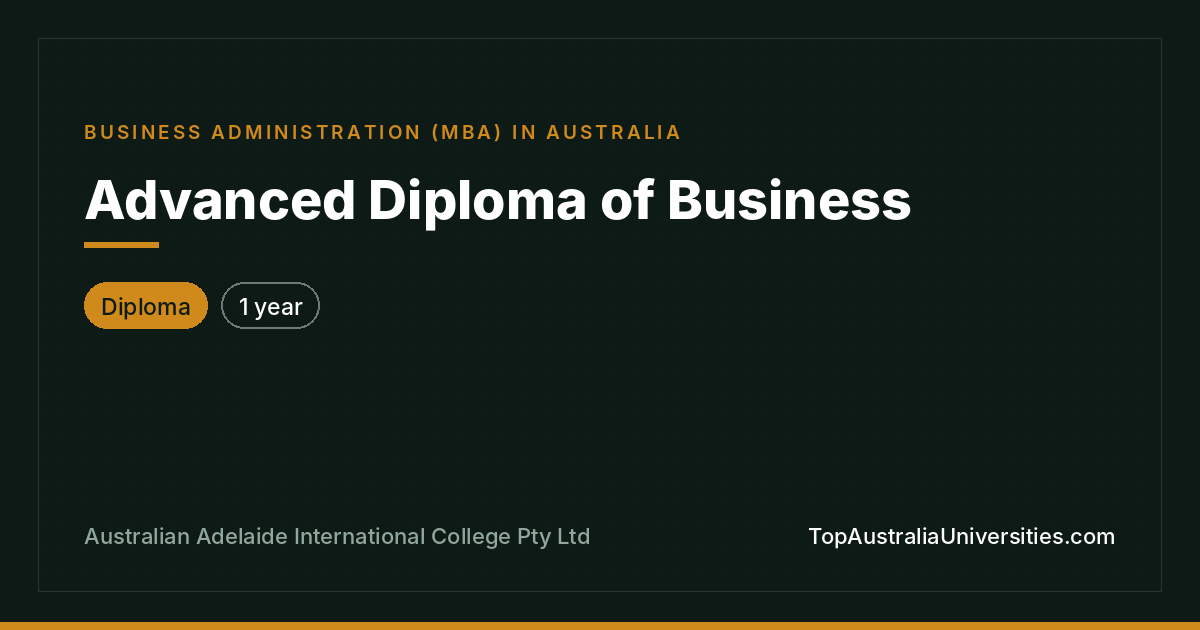 Advanced Diploma of Business | Australian Adelaide