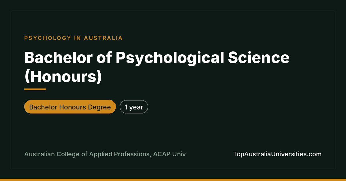 Bachelor of Psychological Science (Honours) at ACAP