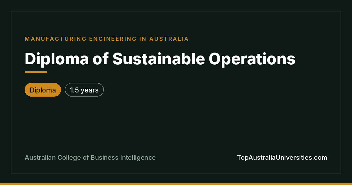 Diploma of Sustainable Operations | ACBI