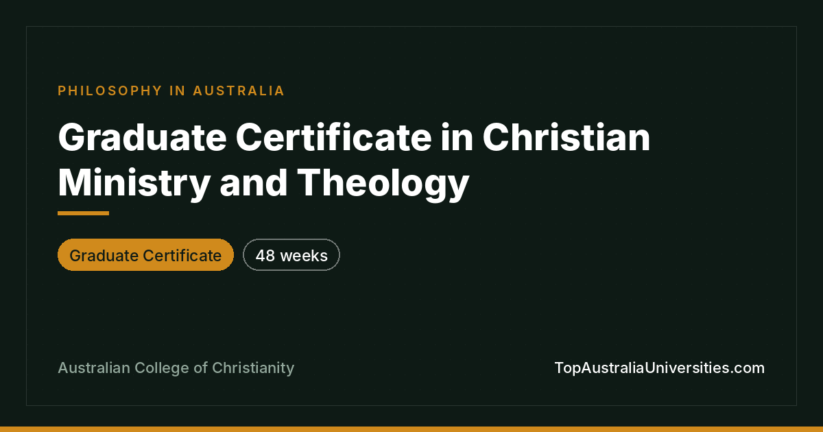 Graduate Certificate in Christian Ministry and Theology
