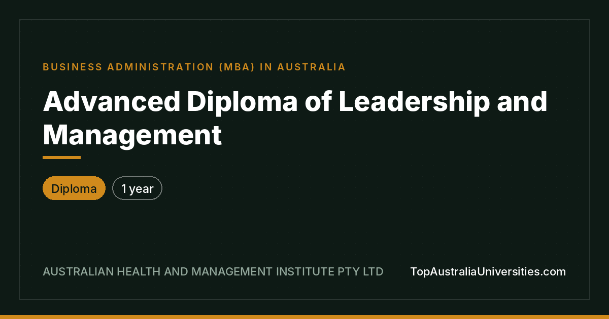 Advanced Diploma of Leadership and Management