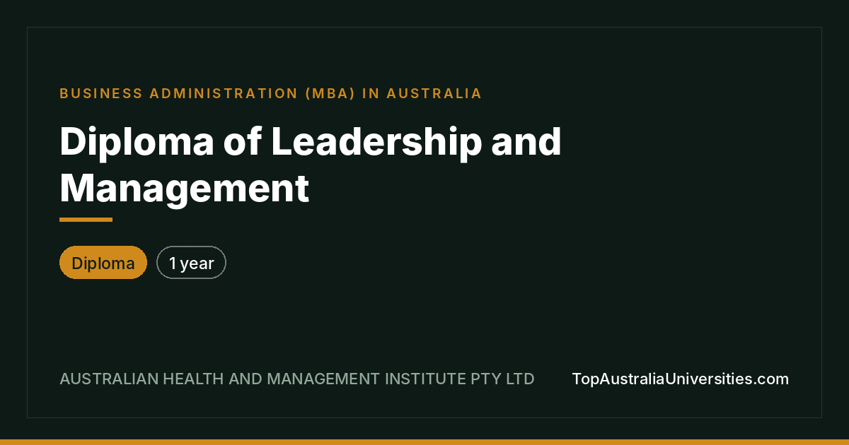 Diploma of Leadership and Management | AHMI