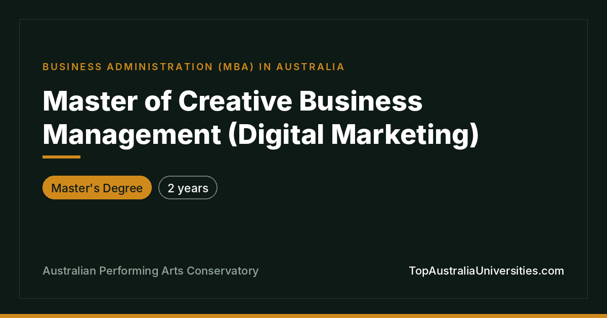 Master of Creative Business Management (Digital Marketing)