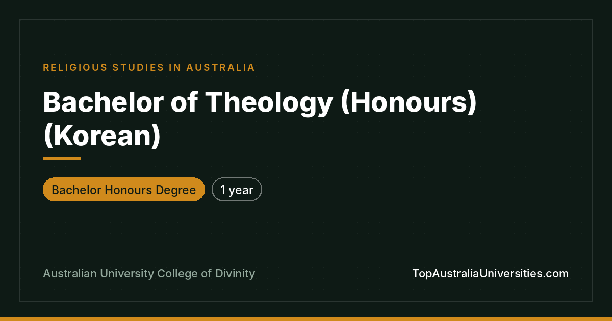 Bachelor of Theology (Honours) (Korean) - ACD