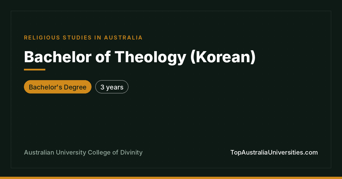Bachelor of Theology (Korean), Australian University Colleg