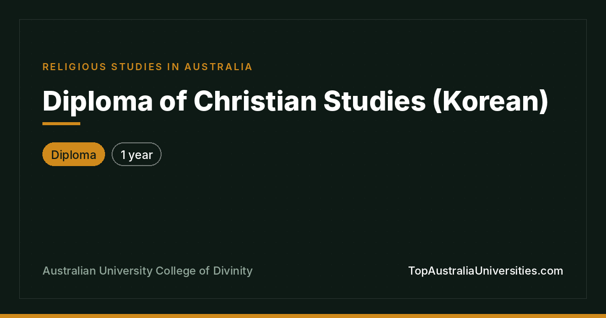 Diploma of Christian Studies (Korean) in Australia