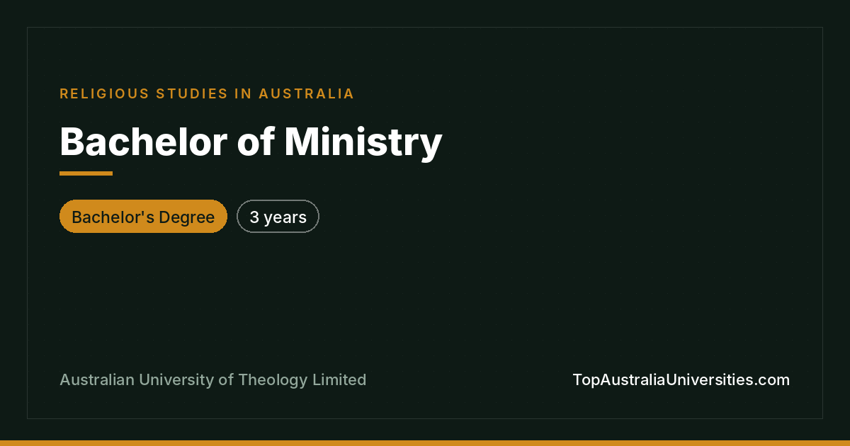 Bachelor of Ministry | Australian University of Theology