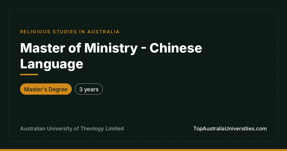 Master of Ministry (Chinese Language) | AUT