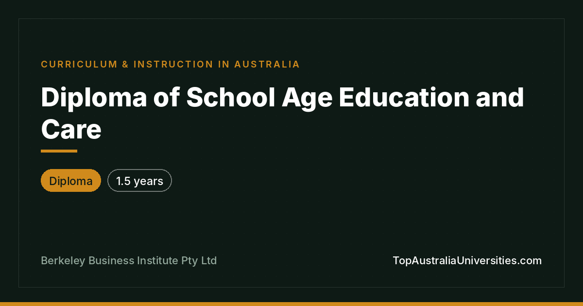 Diploma of School Age Education and Care