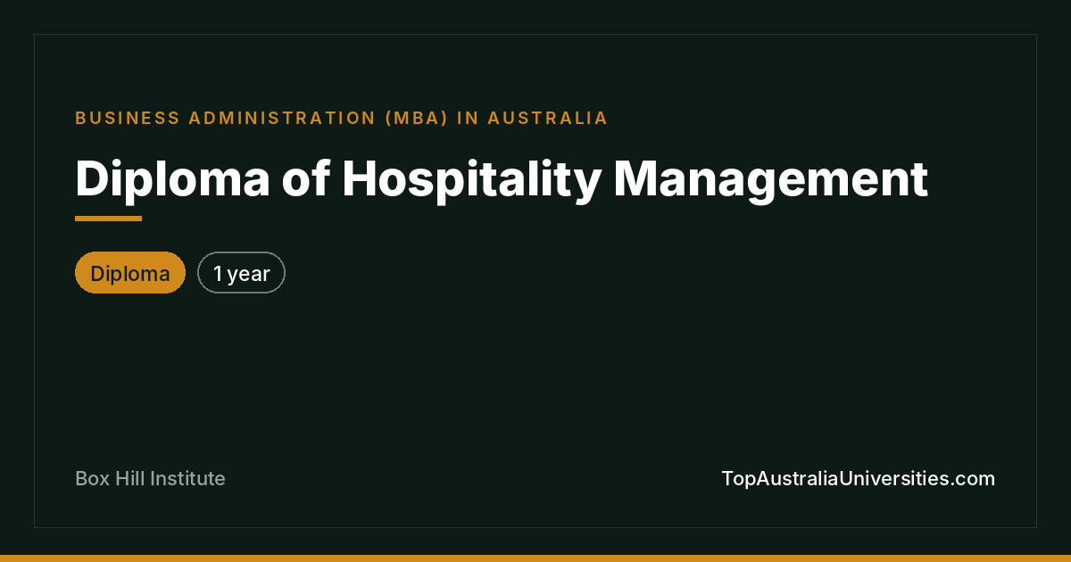 Diploma of Hospitality Management at Box Hill Institute