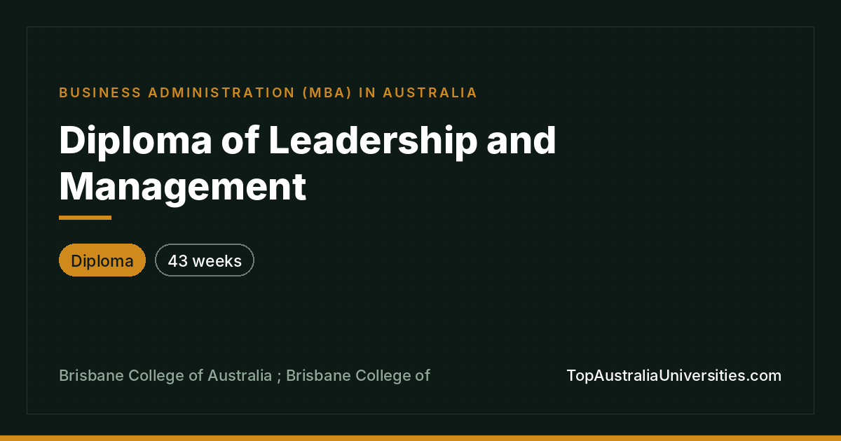 Diploma of Leadership and Management | Brisbane