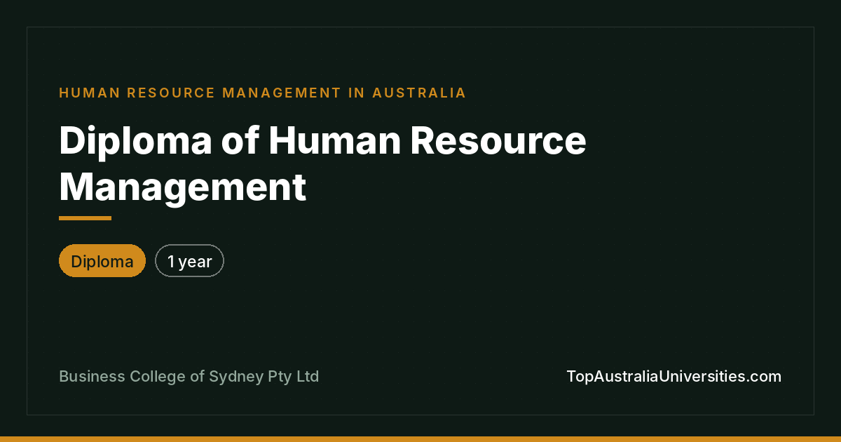 Diploma of Human Resource Management | Sydney