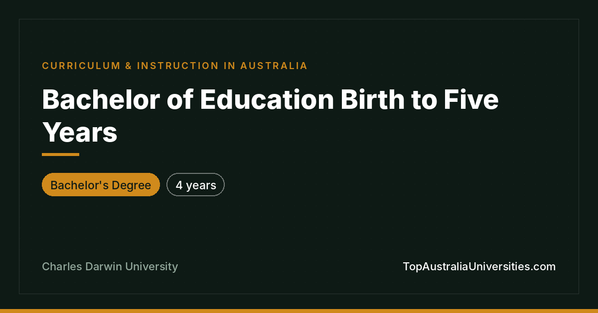 Bachelor of Education Birth to Five Years at CDU
