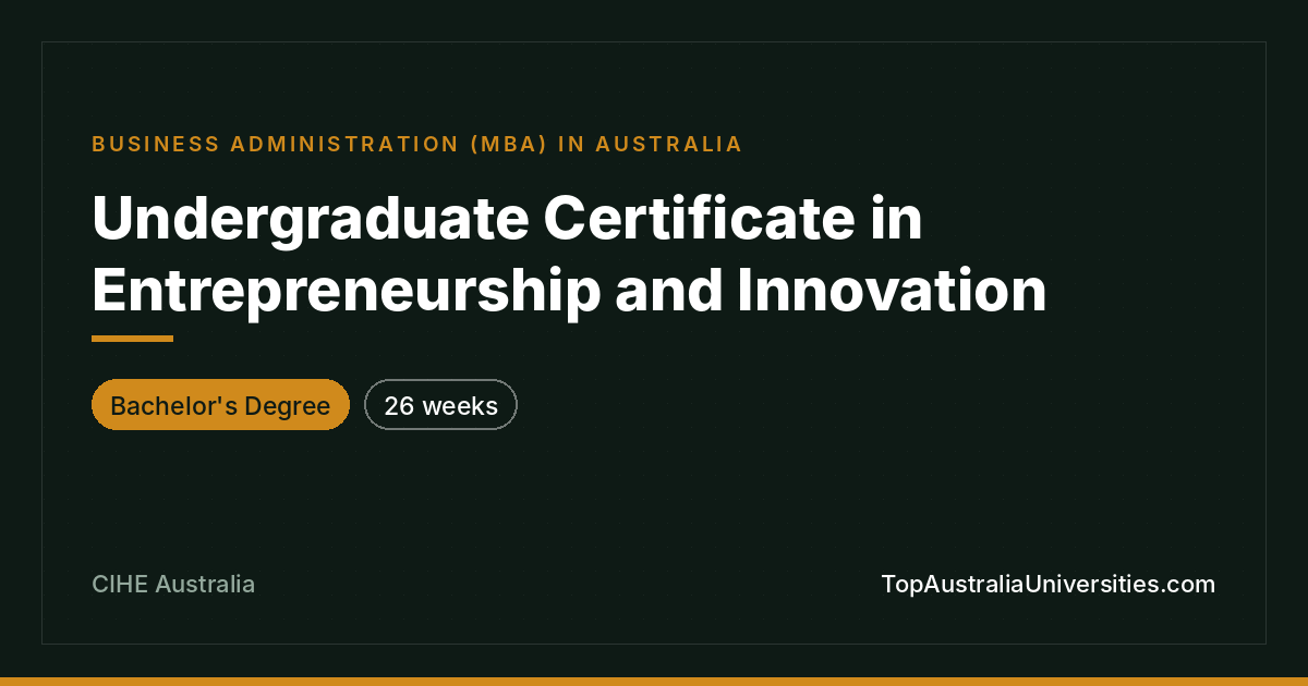 Undergraduate Certificate in Entrepreneurship and Innovation