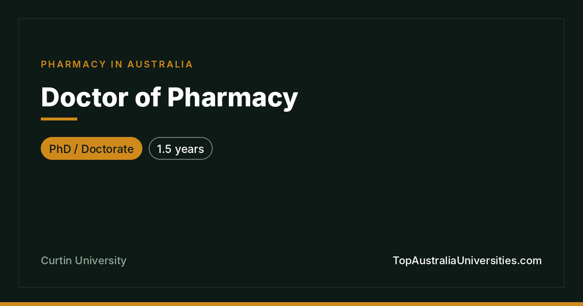 Doctor of Pharmacy at Curtin University