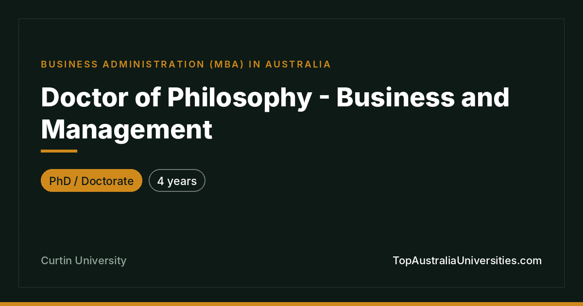 PhD in Business and Management | Curtin University, Perth