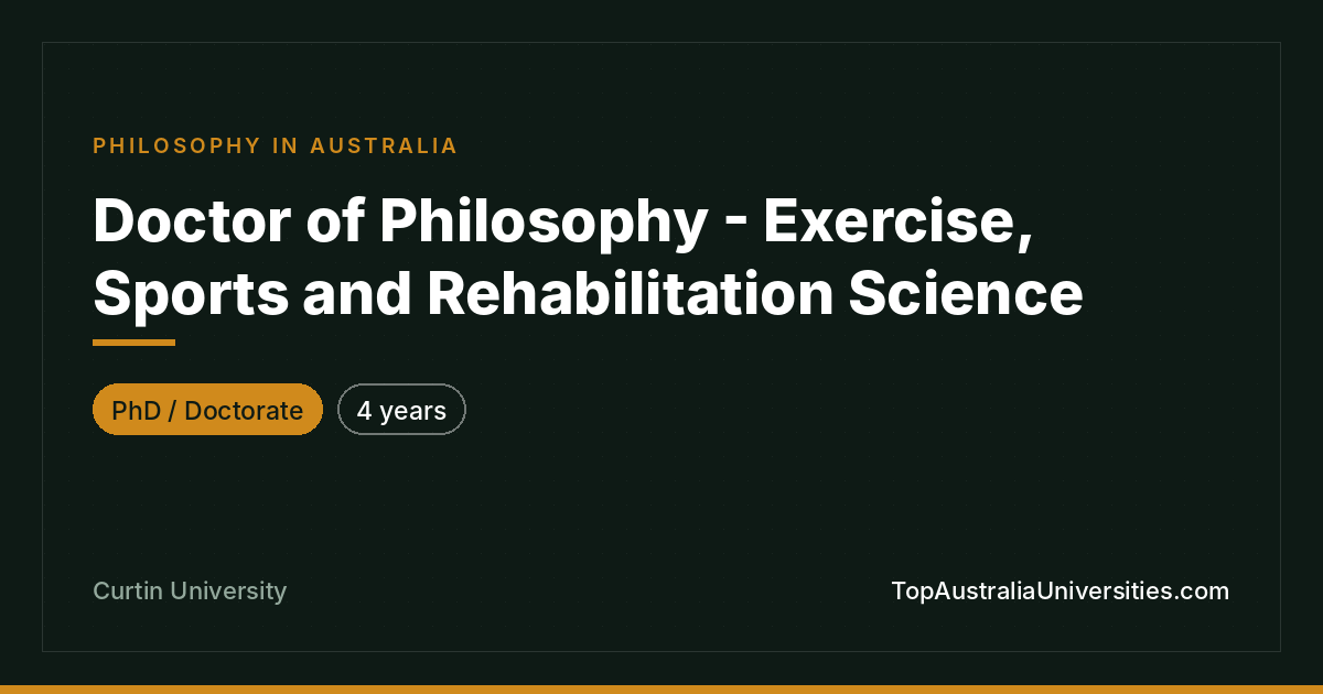 PhD - Exercise, Sports & Rehabilitation Science | Curtin