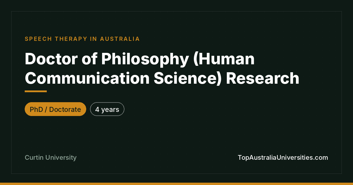 PhD (Human Communication Science) at Curtin University