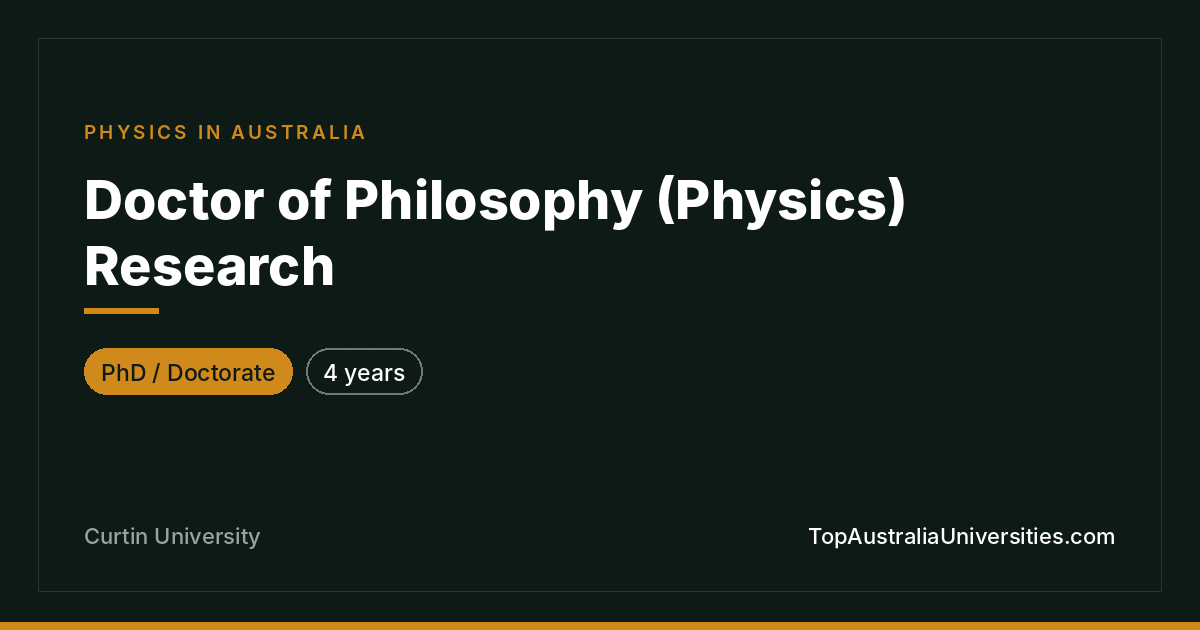 PhD in Physics at Curtin University | Perth